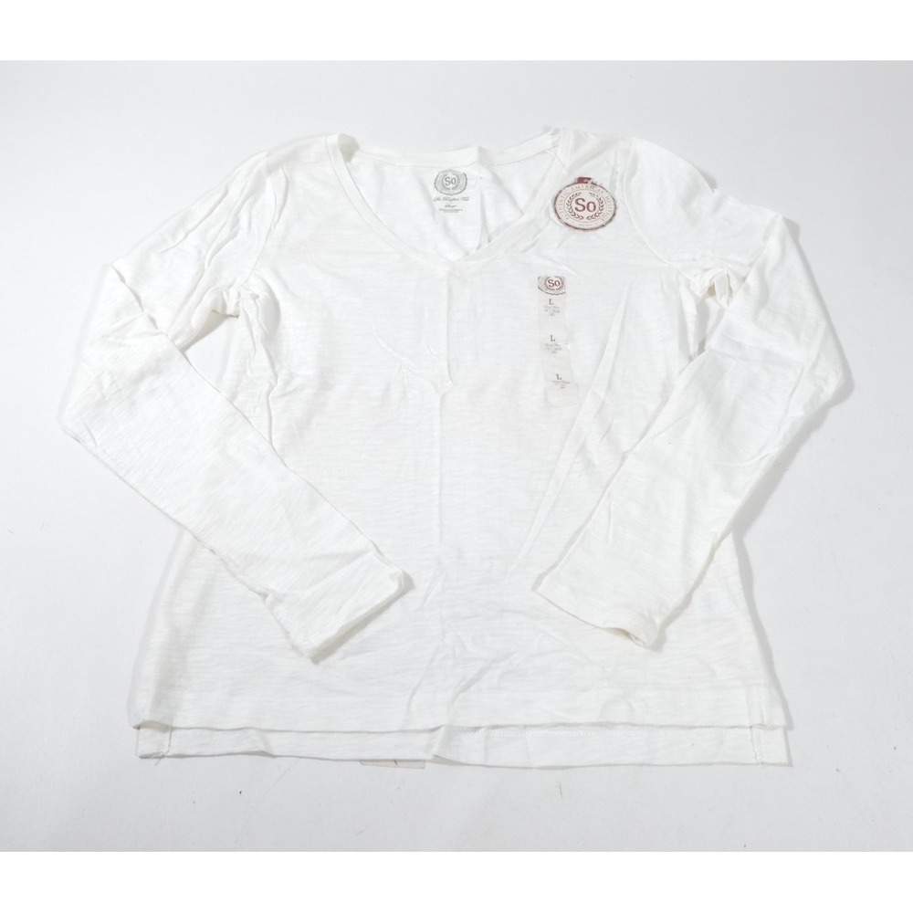 SO Long Sleeve Top Womens Large White So Perfect Tee Slub JKS31327S